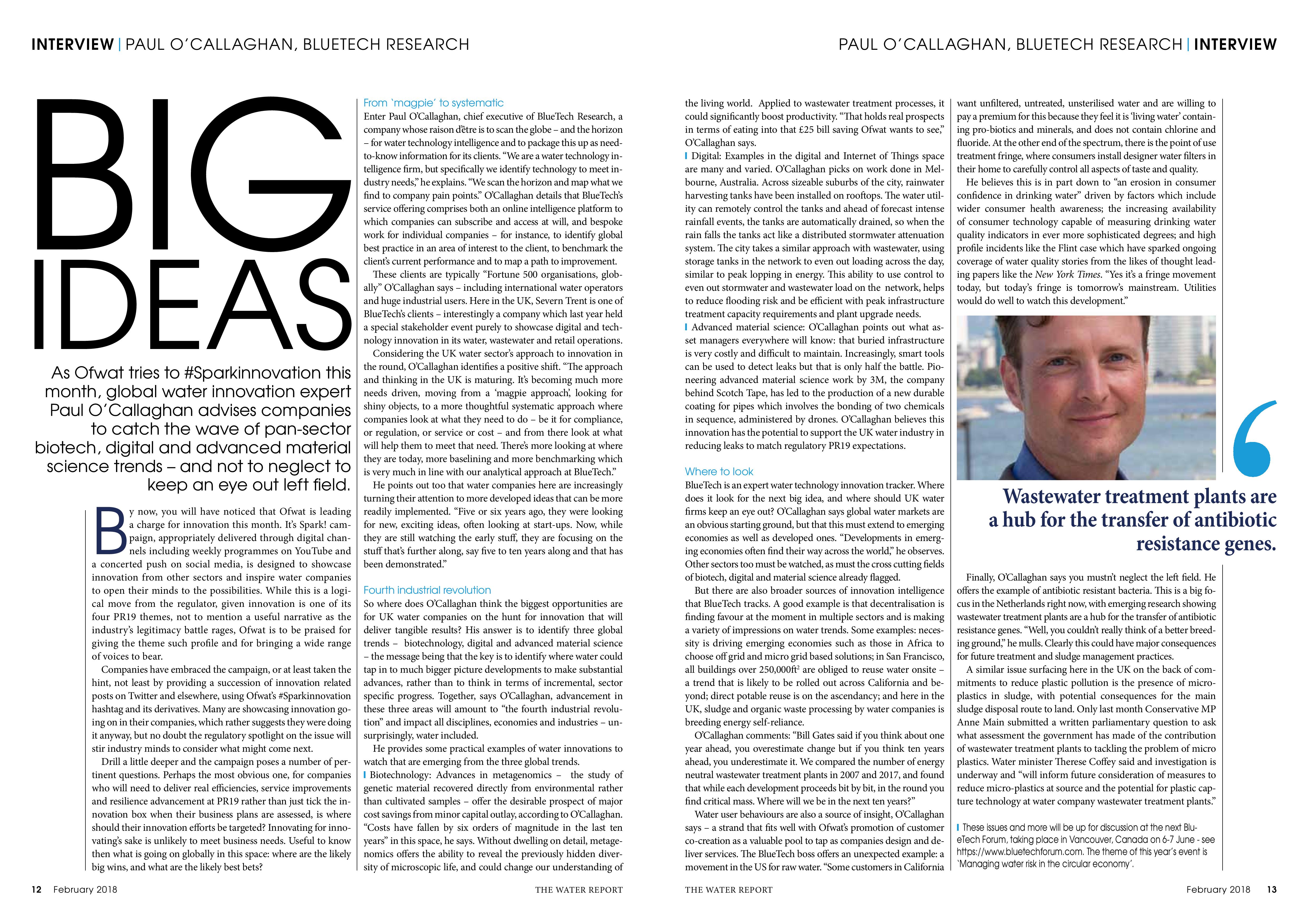Interview with Paul O'Callaghan BlueTech Research for Water Report